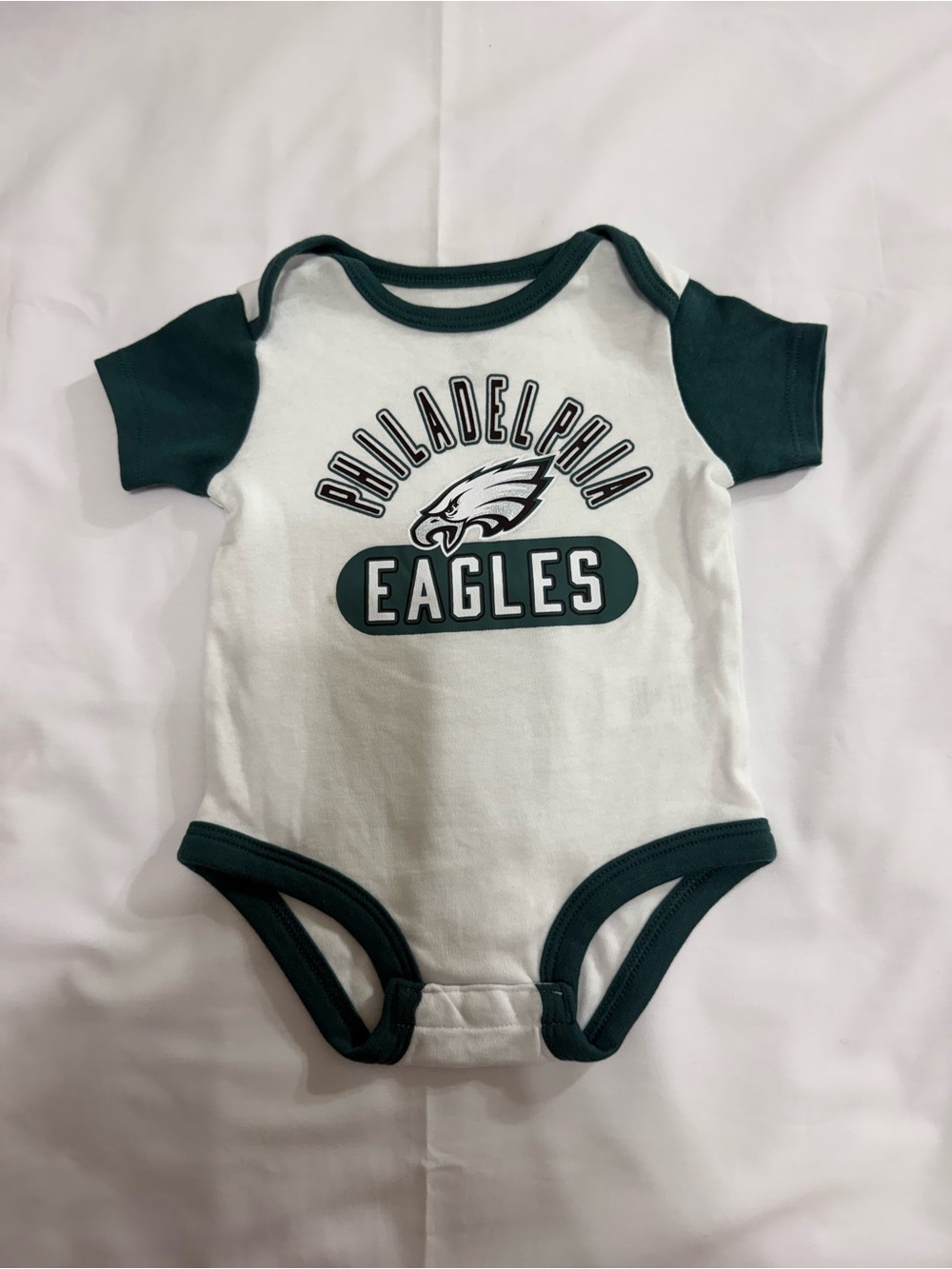 Philadelphia Eagles Baby Bodysuit 3/6Months White Green NFL Infant One Piece
